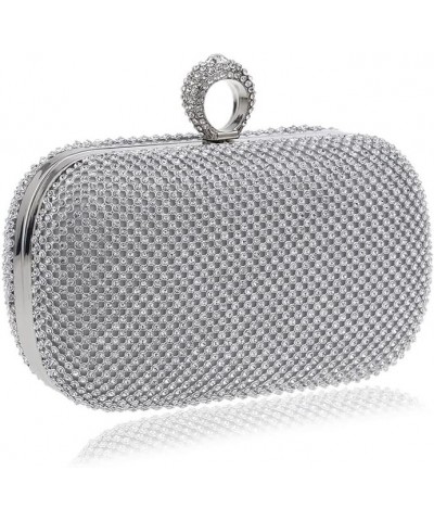 Rhinestone Evening Clutch Silver $22.39 Evening Bags