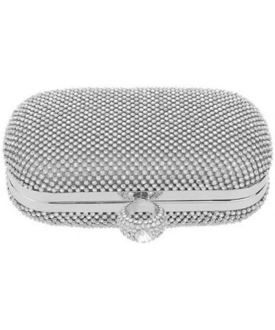 Rhinestone Evening Clutch Silver $22.39 Evening Bags