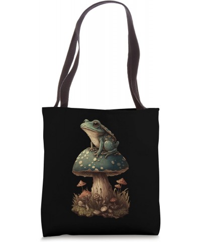 Frog on a mushroom nature Vintage Charm Tote Bag $14.48 Totes