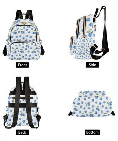 Blueberry Blue Polka Dots Backpack Purse for Women, Anti Theft Backpack Small Travel Backpack Shoulder Bag Small(11.41'' x 6....