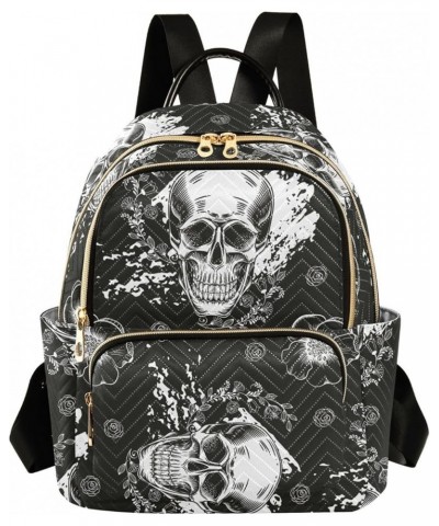 Skull Flowers Blots Small Backpack Purse for Women Travel Bag Fashion Daypack Back Pack Shoulder Bag Multicolor Medium $15.75...