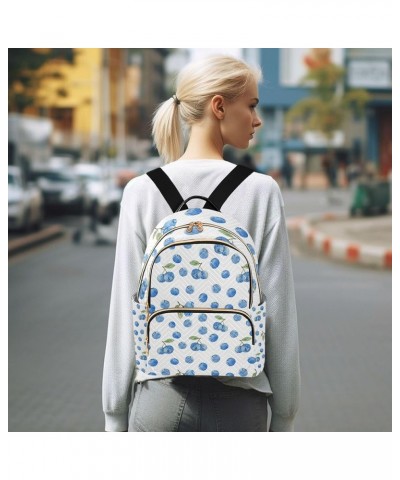 Blueberry Blue Polka Dots Backpack Purse for Women, Anti Theft Backpack Small Travel Backpack Shoulder Bag Small(11.41'' x 6....