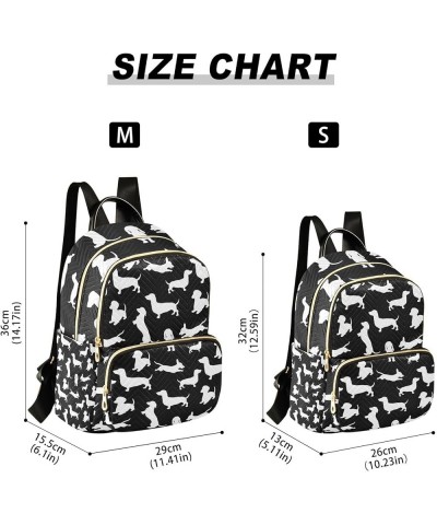 Women Backpack Dachshund Black White Anti-Theft Travel Backpack with Luggage Belt Lightweight Handbag Lady Purse Roomy Double...