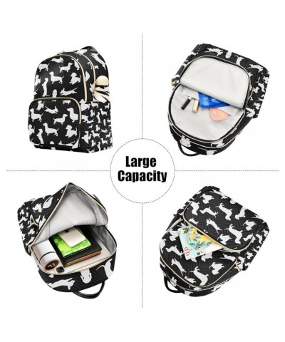 Women Backpack Dachshund Black White Anti-Theft Travel Backpack with Luggage Belt Lightweight Handbag Lady Purse Roomy Double...