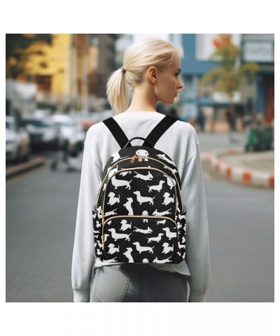 Women Backpack Dachshund Black White Anti-Theft Travel Backpack with Luggage Belt Lightweight Handbag Lady Purse Roomy Double...