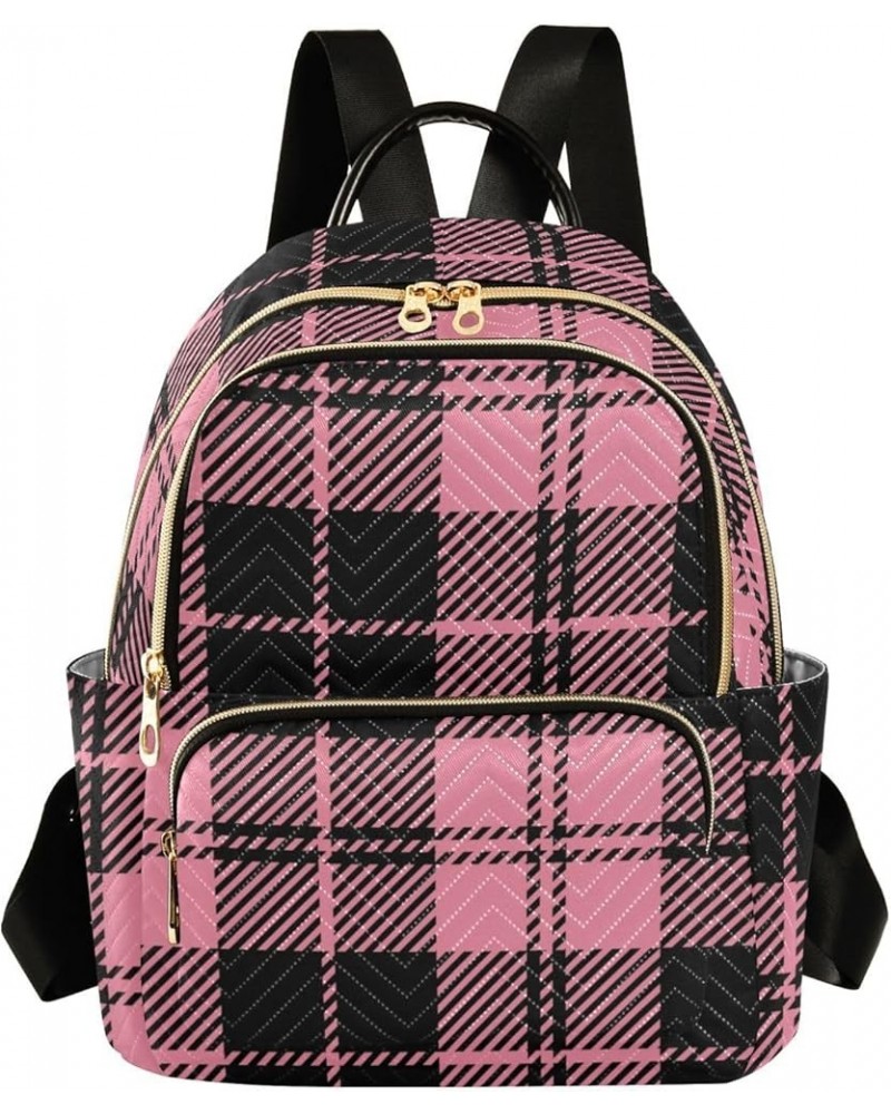 Black Pink Lattice Fashion Travel Backpack for Women Multi Pockets Lightweight Purse for Women-S Multicolor Small $17.35 Back...