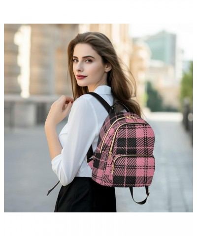 Black Pink Lattice Fashion Travel Backpack for Women Multi Pockets Lightweight Purse for Women-S Multicolor Small $17.35 Back...