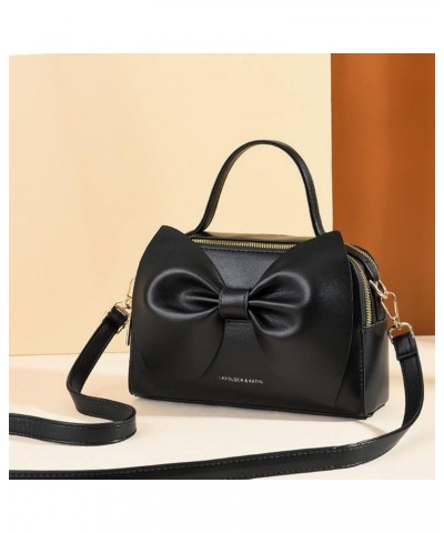 Shoulder Bag for Women PU Leather Purse Girls Bowknot Handbag Fashion Top-Handle Satchel Ladies Crossbody Black $25.18 Satchels