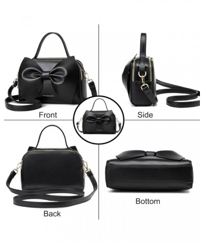 Shoulder Bag for Women PU Leather Purse Girls Bowknot Handbag Fashion Top-Handle Satchel Ladies Crossbody Black $25.18 Satchels