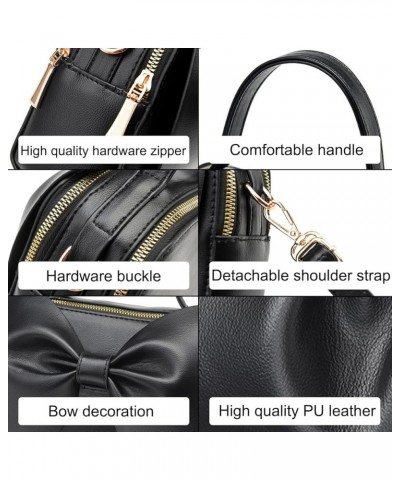 Shoulder Bag for Women PU Leather Purse Girls Bowknot Handbag Fashion Top-Handle Satchel Ladies Crossbody Black $25.18 Satchels