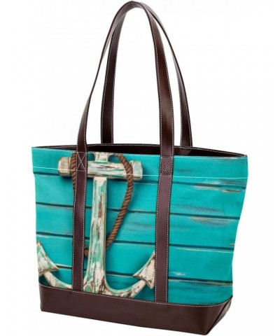 The Tote Bag For Women,Tote Bag With Zipper,Canvas Tote Bag,Anchor Deck Blue Summer Ocean Handbags $19.16 Totes