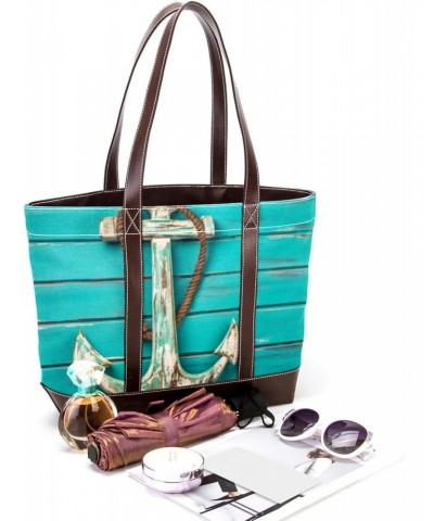 The Tote Bag For Women,Tote Bag With Zipper,Canvas Tote Bag,Anchor Deck Blue Summer Ocean Handbags $19.16 Totes