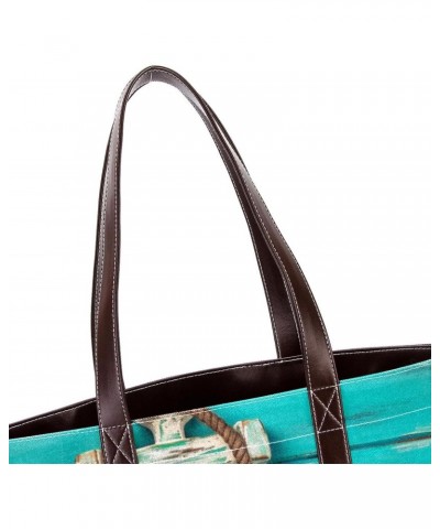 The Tote Bag For Women,Tote Bag With Zipper,Canvas Tote Bag,Anchor Deck Blue Summer Ocean Handbags $19.16 Totes