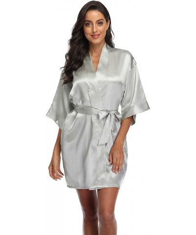 Bride Bridesmaid Robes for Women Satin Kimono Bathrobe Silky Short Sleepwear Getting Ready Robe for Wedding Party Maid of Hon...