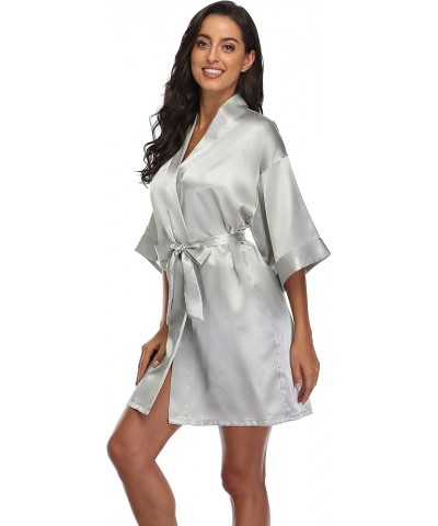 Bride Bridesmaid Robes for Women Satin Kimono Bathrobe Silky Short Sleepwear Getting Ready Robe for Wedding Party Maid of Hon...