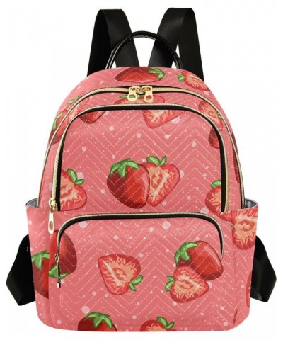 Women's Medium Fashion Backpack Cute Strawberry Pattern Print Ladies Travel Daypack Aesthetic Shoulder Bag 10.2×5.1×12.5 IN $...