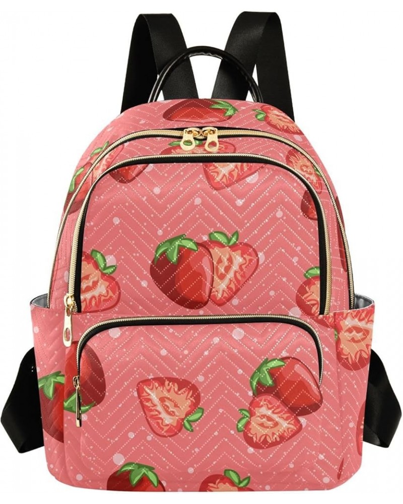 Women's Medium Fashion Backpack Cute Strawberry Pattern Print Ladies Travel Daypack Aesthetic Shoulder Bag 10.2×5.1×12.5 IN $...