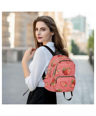 Women's Medium Fashion Backpack Cute Strawberry Pattern Print Ladies Travel Daypack Aesthetic Shoulder Bag 10.2×5.1×12.5 IN $...