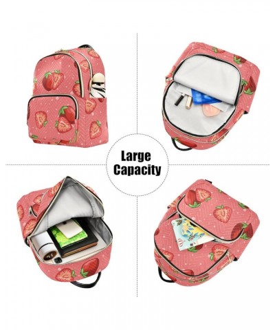 Women's Medium Fashion Backpack Cute Strawberry Pattern Print Ladies Travel Daypack Aesthetic Shoulder Bag 10.2×5.1×12.5 IN $...