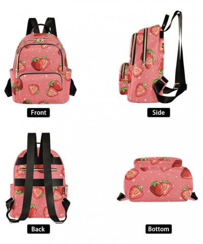 Women's Medium Fashion Backpack Cute Strawberry Pattern Print Ladies Travel Daypack Aesthetic Shoulder Bag 10.2×5.1×12.5 IN $...