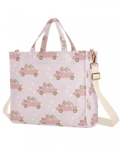 Driving Cute Bear Corduroy Handbag - Fashionable, Unique, and Versatile Shoulder Bag Beige straps $14.94 Shoulder Bags