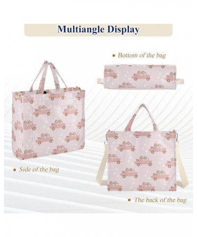 Driving Cute Bear Corduroy Handbag - Fashionable, Unique, and Versatile Shoulder Bag Beige straps $14.94 Shoulder Bags