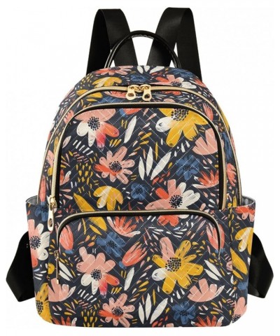 Abstract Graffiti Flower Fashion Backpack Purse for Women, Casual Daypacks, Ladies Gift for Traveling Hiking Multicolor Mediu...