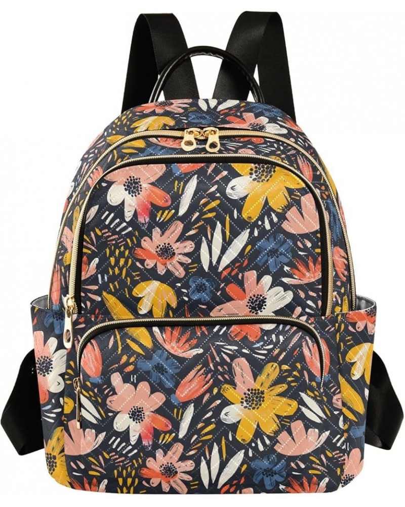 Abstract Graffiti Flower Fashion Backpack Purse for Women, Casual Daypacks, Ladies Gift for Traveling Hiking Multicolor Mediu...