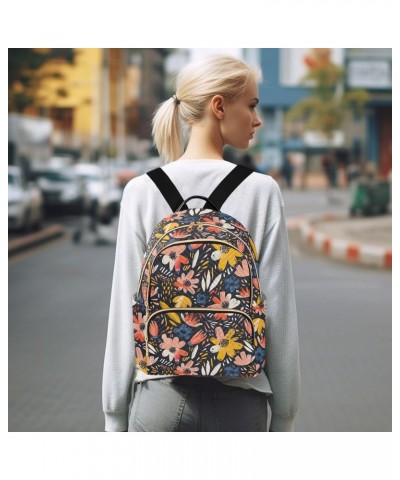 Abstract Graffiti Flower Fashion Backpack Purse for Women, Casual Daypacks, Ladies Gift for Traveling Hiking Multicolor Mediu...