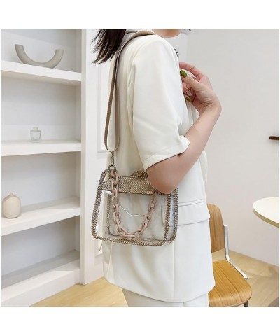 Transparent Crossbody Bags Chain Bag for Women, Fashion Shoulder Bag with Adjustable Strap for Shopping and Traveling Champag...