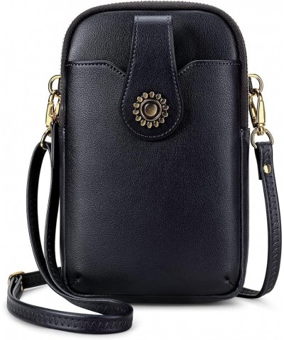 Leather Small Crossbody Bags for Women, Cell Phone Bag Wallet Purse with Card Slots Black $18.23 Crossbody Bags