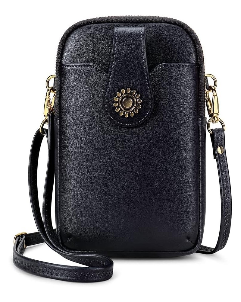 Leather Small Crossbody Bags for Women, Cell Phone Bag Wallet Purse with Card Slots Black $18.23 Crossbody Bags