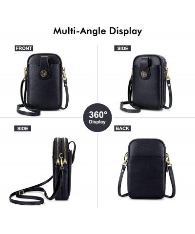 Leather Small Crossbody Bags for Women, Cell Phone Bag Wallet Purse with Card Slots Black $18.23 Crossbody Bags