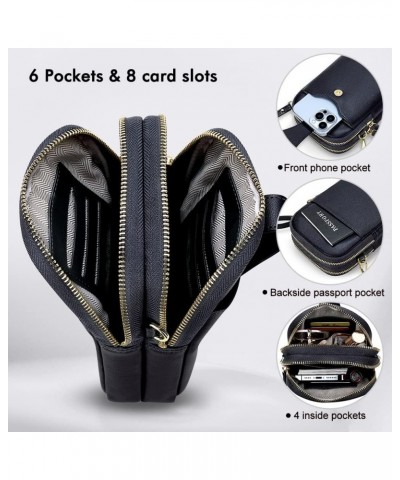 Leather Small Crossbody Bags for Women, Cell Phone Bag Wallet Purse with Card Slots Black $18.23 Crossbody Bags