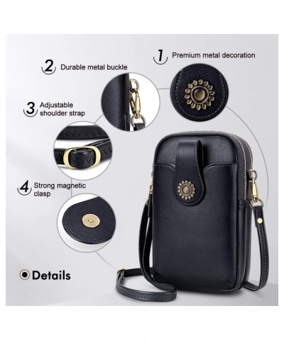 Leather Small Crossbody Bags for Women, Cell Phone Bag Wallet Purse with Card Slots Black $18.23 Crossbody Bags