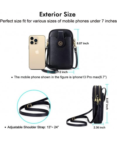 Leather Small Crossbody Bags for Women, Cell Phone Bag Wallet Purse with Card Slots Black $18.23 Crossbody Bags