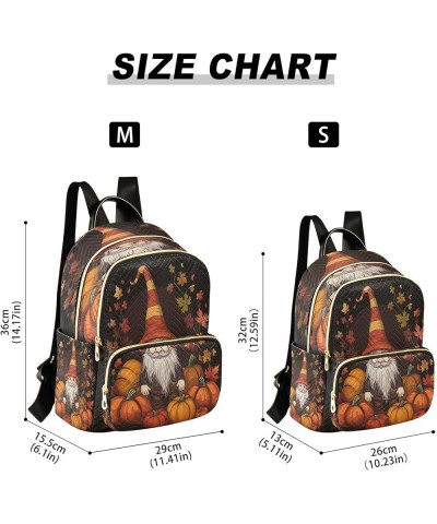 Gnomes Pumpkin Fall Quilted Backpack for Women Shoulder Bags Purses Travel Bag for Nurse Work Daily S Medium $16.42 Backpacks