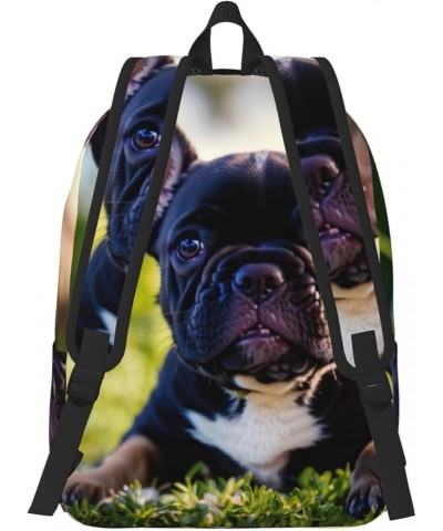 Cute Black Pug Dog Print Casual Double Shoulder Daypack,Anti-Theft Travel Canvas Backpack For Men And Women Black Medium $21....