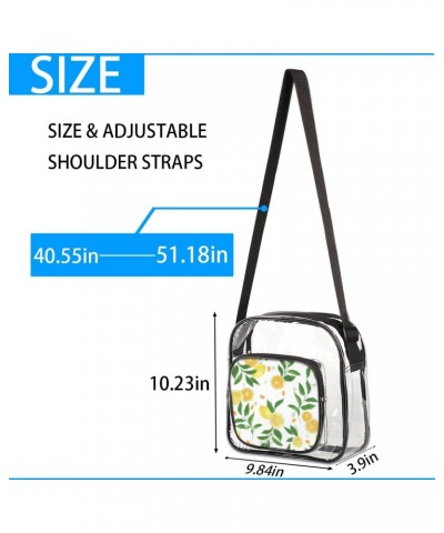 Citrus Flowers Leaves Fruits Clear Crossbody Bag Stadiums Approved Clear Messenger Shoulder Bag with Adjustable Strap for Wor...