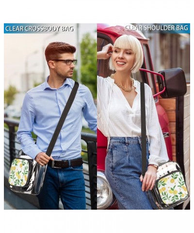 Citrus Flowers Leaves Fruits Clear Crossbody Bag Stadiums Approved Clear Messenger Shoulder Bag with Adjustable Strap for Wor...