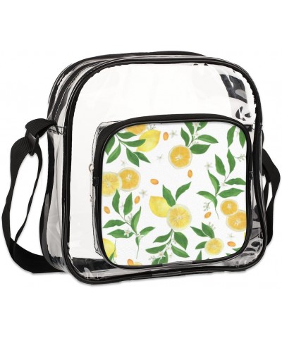 Citrus Flowers Leaves Fruits Clear Crossbody Bag Stadiums Approved Clear Messenger Shoulder Bag with Adjustable Strap for Wor...