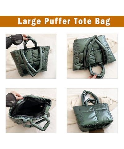 Puffer Tote Bag for Women,Light Weight Quilted Puffy Shoulder Handbag,Padded Down Hobo Purse for Girl. Green $13.25 Totes