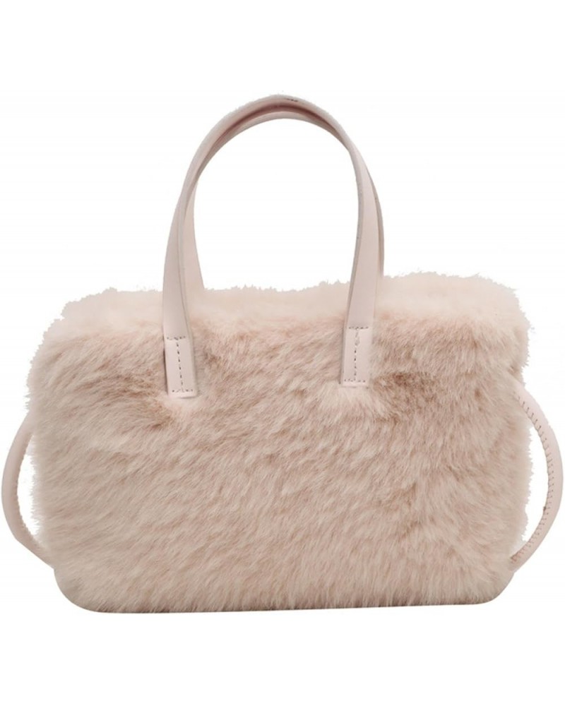 Women's plush bag large capacity versatile shoulder messenger bag high-grade solid color portable Plush Bag Creamy White $28....