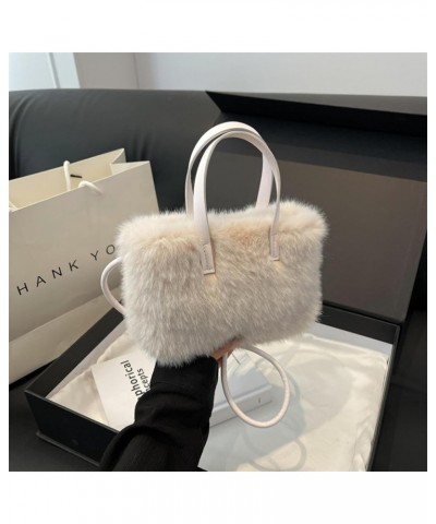 Women's plush bag large capacity versatile shoulder messenger bag high-grade solid color portable Plush Bag Creamy White $28....