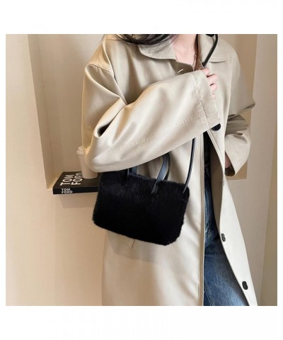 Women's plush bag large capacity versatile shoulder messenger bag high-grade solid color portable Plush Bag Creamy White $28....