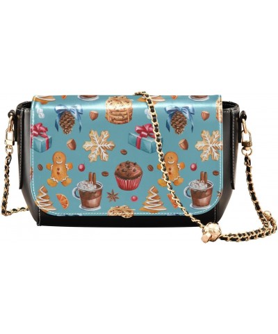 Christmas Gingerbread Cross Bag Womens Beauty Small Shoulder Bag with Credit Card Slots Black Belt Bag $16.00 Shoulder Bags