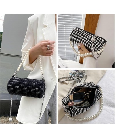 Round Rhinestone Evening Purse For Women Trendy Pearl Black $35.61 Evening Bags