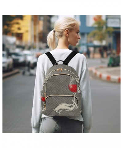 Small Backpack for Women Travel Bag Woman's Hand with Wine Glass Daypack Purse Fashion Shoulder Bag Rucksack Small B536 $13.2...