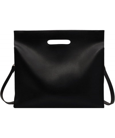 Women's Vintage PU Leather Square Tote Bag Top Handle Shoulder Messenger Bag Black $20.75 Totes