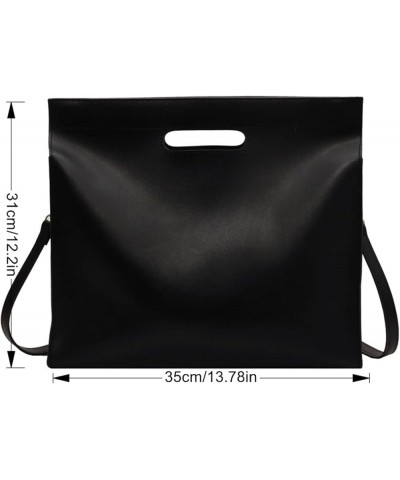 Women's Vintage PU Leather Square Tote Bag Top Handle Shoulder Messenger Bag Black $20.75 Totes